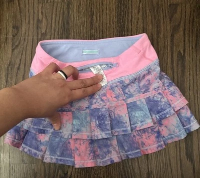 Ivivva Lululemon Niñas 4 Falda Tenis Rosa Plisada Cremallera Bolsillo Integrado Pantalones Cortos Foto 1 de 4