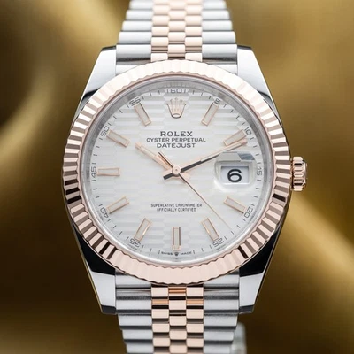 Rolex Datejust 2023 41 mm acero Oystersteel Everose oro esfera blanca 126331 - juego completo Foto 1 de 4