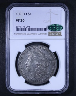 1895-O Morgan Silver Dollar - $1 NGC VF30 CAC ✅ - Tough Coin! - Image 1 of 4