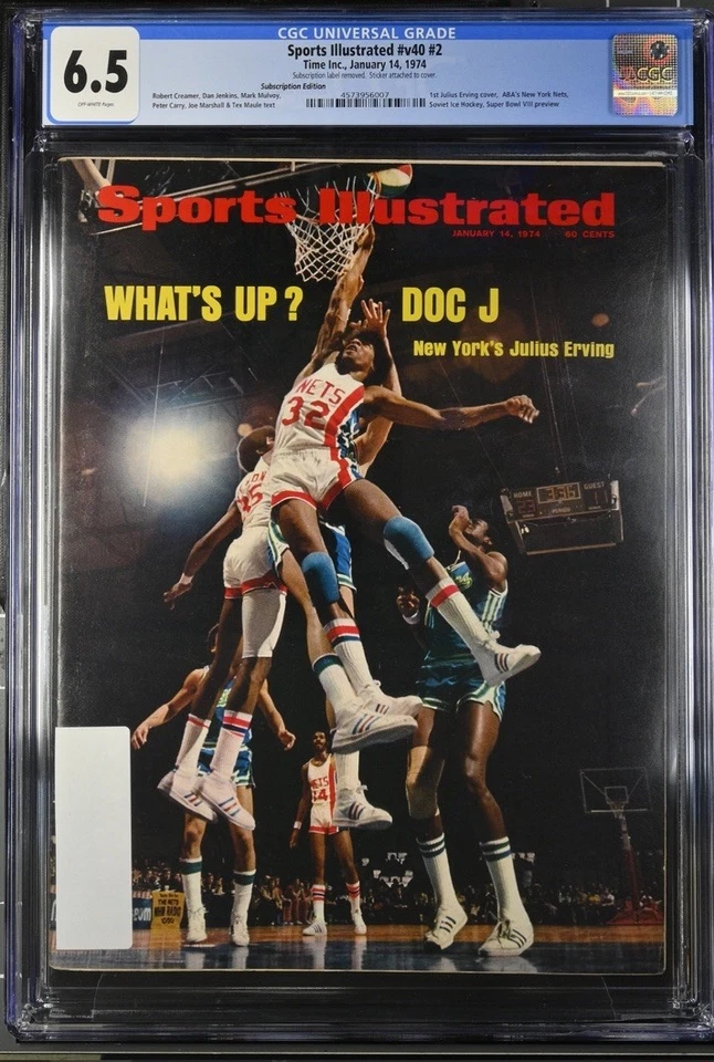 JULIUS ERVING NOVATO DEPORTES CUBIERTA ILUSTRADA DOC J NEW YORK NETS CGC 6.5 Foto 1 de 3