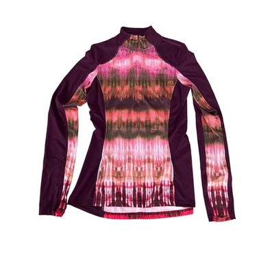 Prendas deportivas para mujer Prana manga larga rendimiento deportivo cuarto cremallera estampado Foto 1 de 4