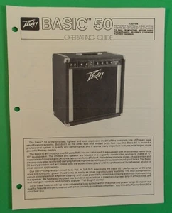 PEAVEY BASIC 50 Vtg 1985 Bass Amplifier Factory Owners Manual Rare Original - Bild 1 von 2