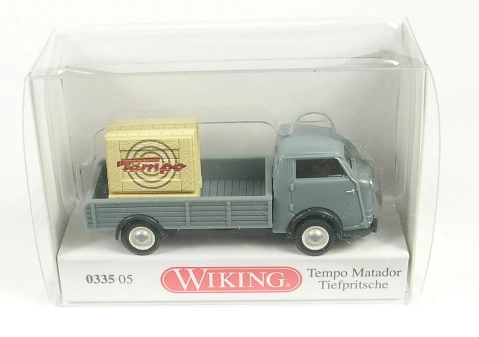 Tempo Matador Tiefpritsche Con Scatola Legno E Palette (Fehgrau) 1949-1952 1:87 - Immagine 1 di 1