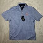 Vansport Polo Shirt Mens Virginia Blue Plaid Short Sleeve Collared College