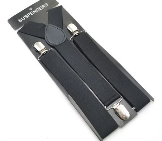 Wide Suspenders For Mens Suspenders Adjustable Clip-On Y-Back Heavy Duty Black - Image 1 of 1