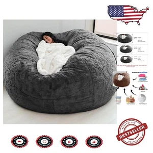 Soft Grey 5FT Bean Bag Chair Cover - Eco-Friendly, Stain-Resistant Comfort - Picture 1 of 9
