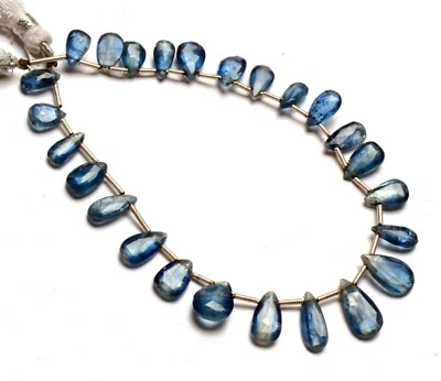 Gema de cianita azul natural varios tamaños corte pera briolette 8" hilo Foto 1 de 4