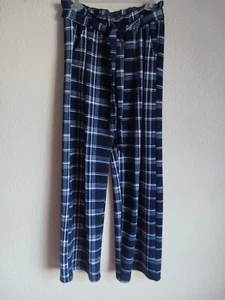 H&H Hose dunkelblau & weiß kariert Gummibund Taschen Bindegürtel - Bild 1 von 5