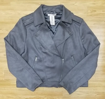 Chaqueta Philosophy Talla Grande Imitación Cuero Gris Motociclista Cremallera Suave Elegante Foto 1 de 4