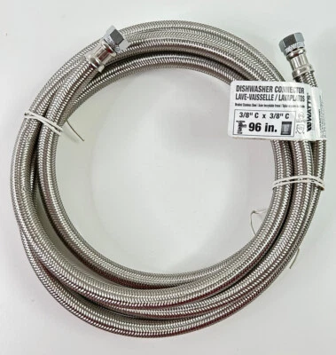 CONECTOR LAVAVAJILLAS VATIOS 3/8" C X 3/8" C 96 PULGADAS LARGO TRENZADO STN. STL NUEVO Foto 1 de 2