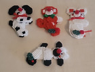Lot of 4 Handcrafted Plastic Canvas Pencil Huggers Mouse Monkey Sheep Dog