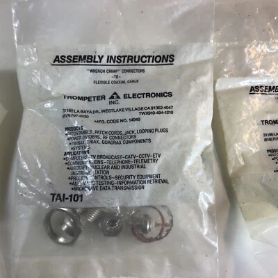 TROMPETER "WRENCH CRIMP “ BNC/TNC CONNECTOR TAI-101 Lot Of 5 - Image 1 of 2