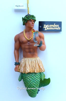 Ultra Rare December Diamonds BLUE HAWAII Merman Ornament 2017 Brand New in Box ! - Image 1 of 4