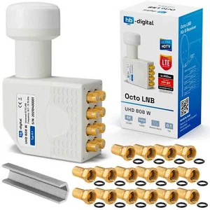 Octo LNB LNC LMB DIGITAL 8-Teilnehmer SKY HD+ FullHD HDTV 4K 3D Ultra Stecker - Zdjęcie 1 z 12