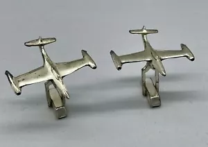 Vintage Fenwick & Sailors Sterling Silver Fighter Jet Cufflinks MCM USA - Picture 1 of 12