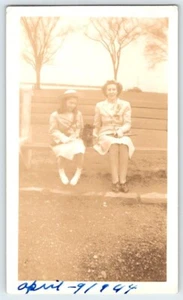 Vintage 1944 Photo Mother & Daughter Easter Day 1940's Found Art DST9 - Picture 1 of 1