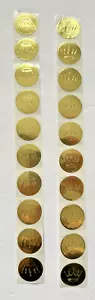 20 Hallmark Stationery Embossed Gold Foil Seals 1" Diameter Gold Crown Stickers - Picture 1 of 2