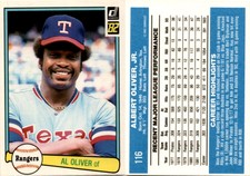 Al Oliver 1982 Donruss Baseball Card 116  Texas Rangers