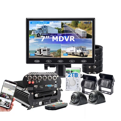 7" Monitor GPS 4G MDVR 1080P Backup Camera 2TB HDD For Truck Remote APP/PC - Image 1 of 4