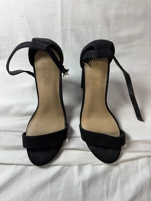 Tacones Brash para mujer talla 6,5 negros gamuza informales correa al tobillo hebilla punta abierta Foto 1 de 4