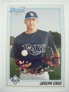 JOSEPH CRUZ signed RAYS 2010 Bowman Prospects baseball card AUTO WEST COVINA CA