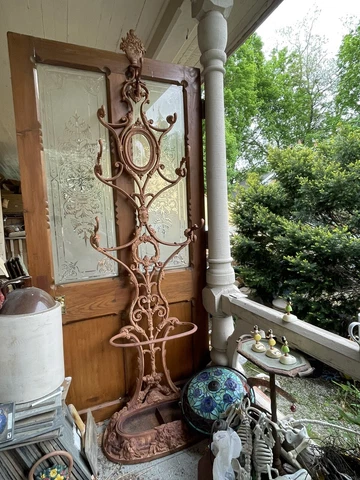 Antique French Cast Iron floral Hall stand tree  c1850’s Victorian Alles Preres Cover