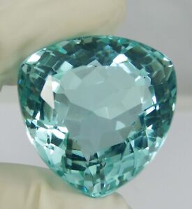 Certified Natural 82.75 Ct Santa Maria Blue Aquamarine Trillion Cut Gemstone