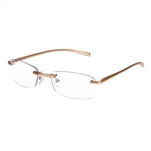 Gafas de lectura bifocales con bisagra de resorte sin montura dorada +1 +2 +3 - Imagen 1 de 8