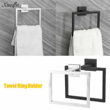 Stainless Steel Square Towel Ring Holder Hanger Modern Wall Rack Rail Bathroom