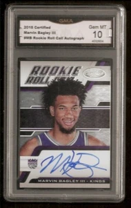 Marvin Bagley III 2018 certificado rollo llamar tarjeta de novato automática GMA 10 gemas como nueva - Imagen 1 de 2