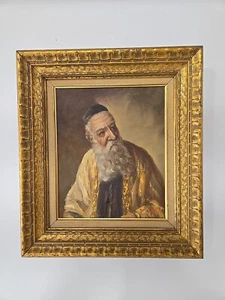 J Glotzer Oil On Canvas Painting Of Rabbi. Massachusetts Artist - Picture 1 of 10