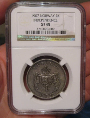 Norway - 1907 Silver 2 Kroner (NGC XF 45) - Scarce! - Image 1 of 4