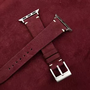 Vintage Nubuk Burgund Leder Apple Watch Armband Band 38 mm 40 mm 41 mm 42 mm 44 mm - Bild 1 von 11