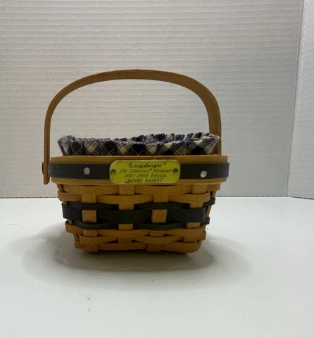 Longaberger Collector's Club JW Collection Mini  Berry Basket, Liner & protector Cover