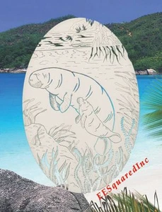 CALCOMANÍA VENTANA ESCENA MANATÍ Ovalada 8x12 Estática Adherente Vidrio Tropical Decoración Puerta - Imagen 1 de 12