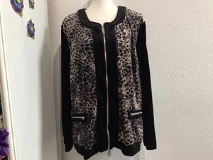 Chaqueta de terciopelo para mujer con estampado animal, 3X, imagen espejo...0434 - Imagen 1 de 3