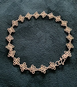 Wunderschönes handgefertigtes Sterlingsilber 925 Schnörkelarbeit 9 1/4" Armband Fußkettchen - Bild 1 von 6