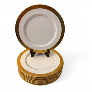 Juego de 8 platos de cena con borde dorado Mikasa Bone China Narumi Japón A1123 - Imagen 1 de 6