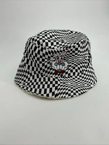 Disney White Rabbit Alice In Wonderland Checkboard Sherpa Bucket Hat - Picture 1 of 4