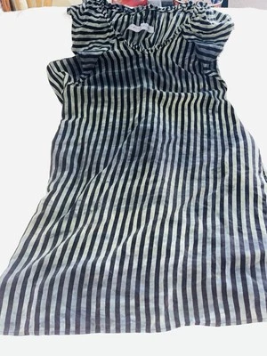 Raquel Allegra шелк галстук краситель зеленый черный в полоску мини оборки платье карманы размер 2 - Изображение 1 из 4