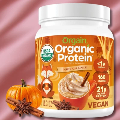 Organic Vegan Protein Powder Pumpkin Spice 21g Plant Based Shake 1.02 lbs - Image 1 of 4