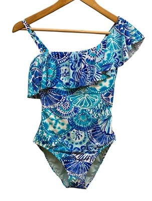 Traje de baño Lilly Pulitzer azul de una pieza forrado con correa elástica Foto 1 de 4