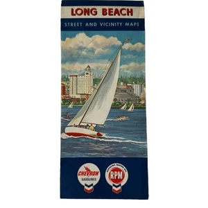 Vintage Map Of LONG BEACH CALIFORNIA & Street Index CHEVRON 1962 Crisp Great Old - Picture 1 of 7