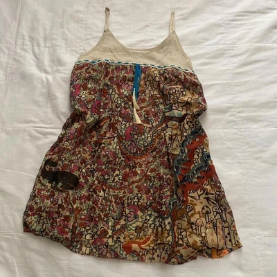 Vestido Babydoll Tsumori Chisato Seda Estampado Floral Talla Pequeña Foto 1 de 4