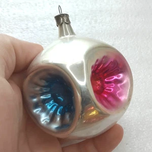 Vintage Silber Glas Weihnachtsschmuck UdSSR Weihnachtsbaum Antik Deko Laterne - Bild 1 von 5