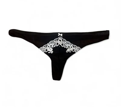 Adore Me Panty Sz 4XL Black Lace Thong Feminine Sexy - Image 1 of 4
