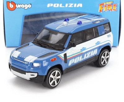 MODELLINO AUTO STATICO BURAGO LAND ROVER NEW DEFENDER 110 POLIZIA 2022 BLU 1:43 - Immagine 1 di 4