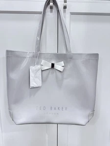 Bolso de Mano Ted Baker London Alacon Gris Lazo Liso Grande Icono Detalles Oro Rosa Nuevo - Imagen 1 de 9