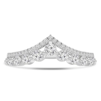 0.49 CT Round VS1 F Diamond Pave Accent Wedding Band 14K White Gold - Image 1 of 3