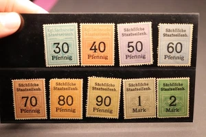 SAXONY STATE RAILROAD STAMPS LOT OF 9 MH - Picture 1 of 1